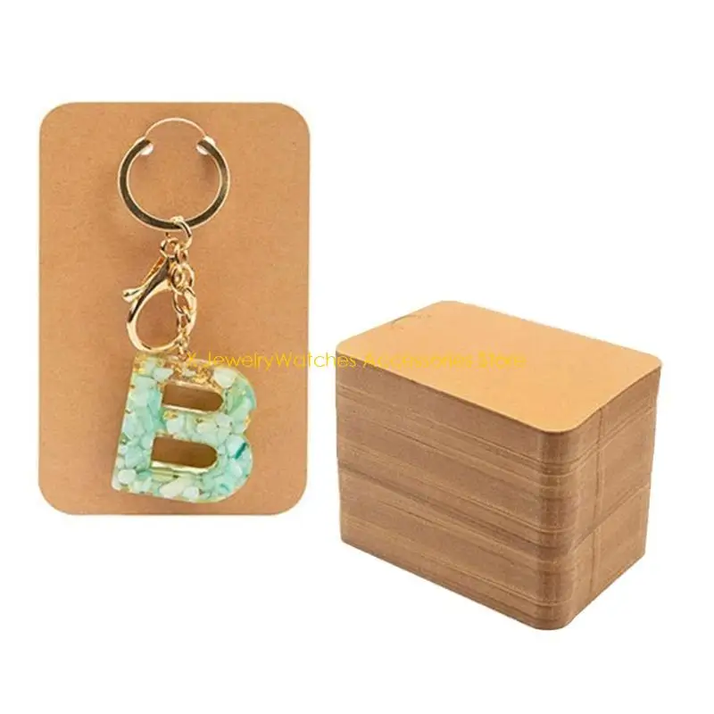 

31KD 50x Keychain Packaging Cardstock Holder for Displaying Keyring Brown Paper Jewelry Keychain Cards Holder for Selling