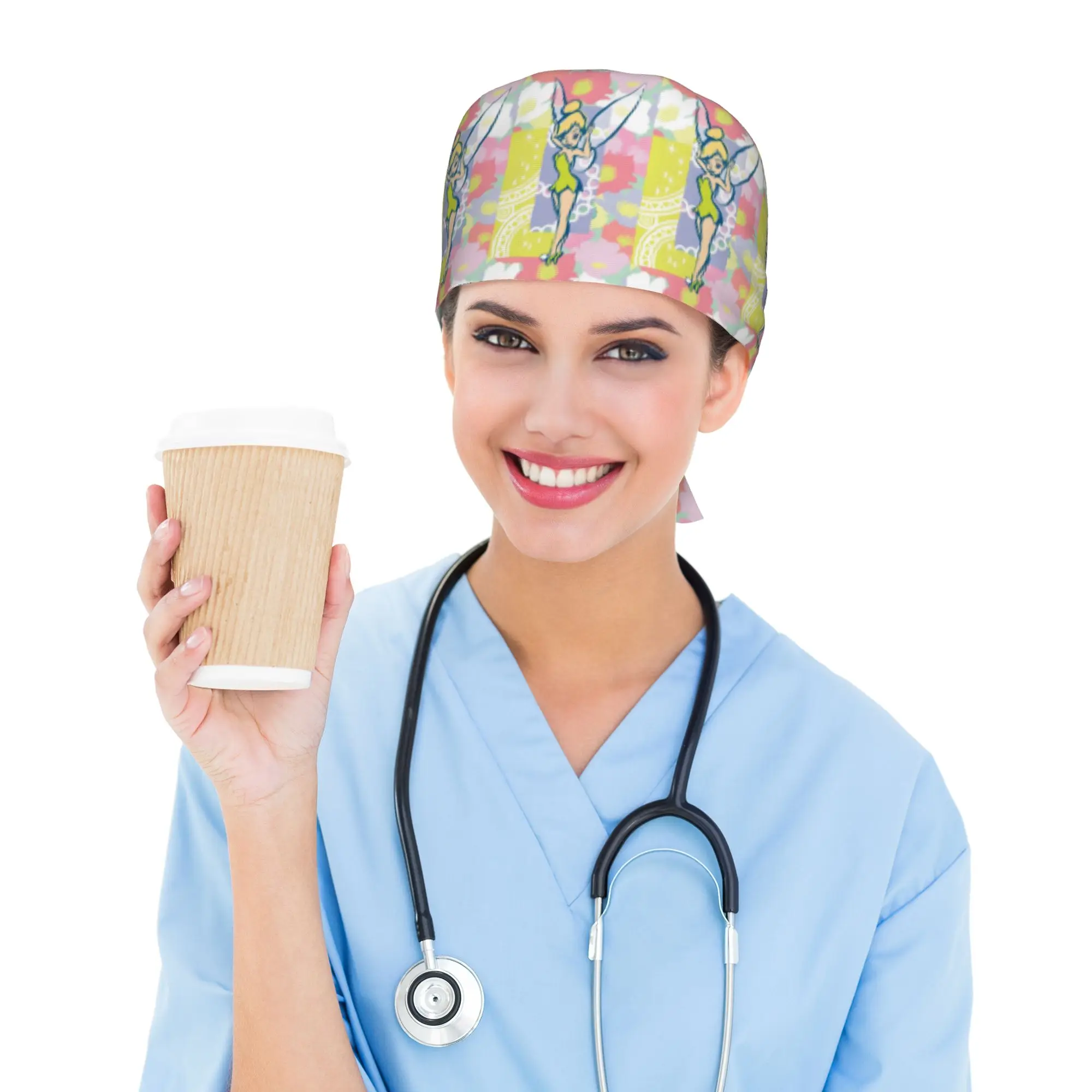 Custom T-Tinker Anime Bell Cute Cartoon Working Cap Surgical Hats Men Women  Operating Room Cap Nursing Cap Lab Works Hat
