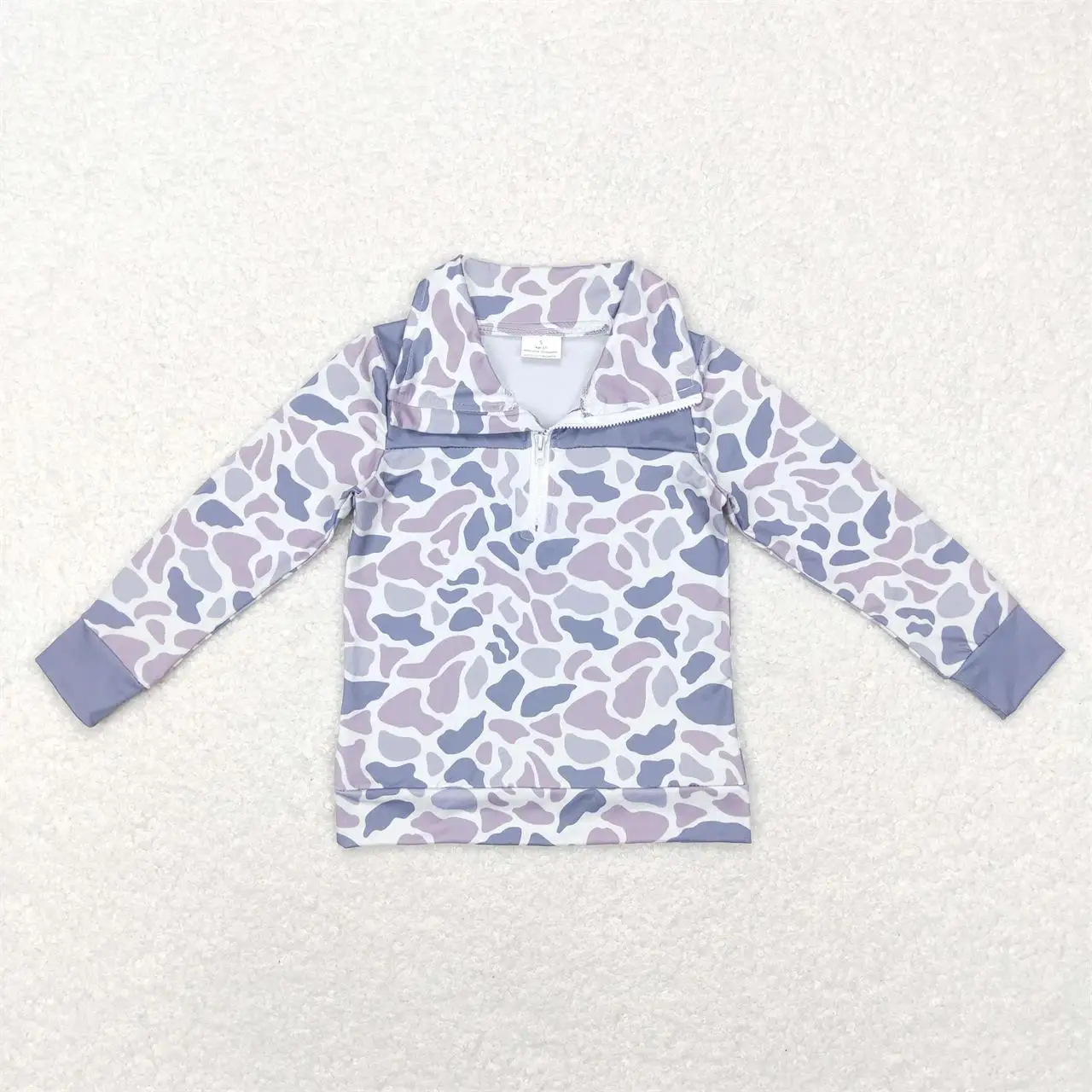 

Wholesale Toddler Zipper Pullover Long Sleeves Clothing Baby Boy Camo Shirt Kids Lapel Children Grey T-shirts