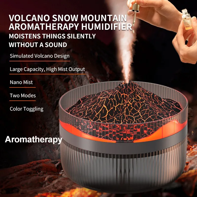 Air Humidifier 1L Purifier Aroma Diffuser Volcanic iceberg Night Light USB Ultrasonic Cool Mist Sprayer Essential Oil Fragrance