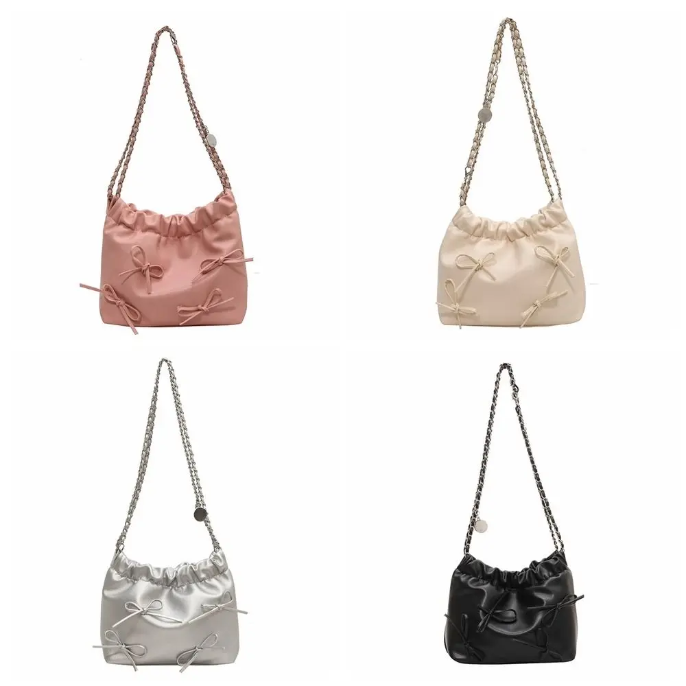 Pu Lederen Strik Emmer Tas Sweet Chain Grote Capaciteit Boog Crossbody Tas Koreaanse Stijl Schoudertas Strik Draagtas Feest