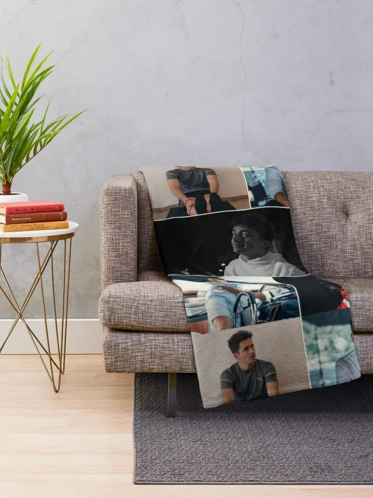 Charles Leclerc Monacan motorsports racing driver Aesthetics Photo Collage - 2 Throw Blanket Fashion Sofas manga Cute Blankets