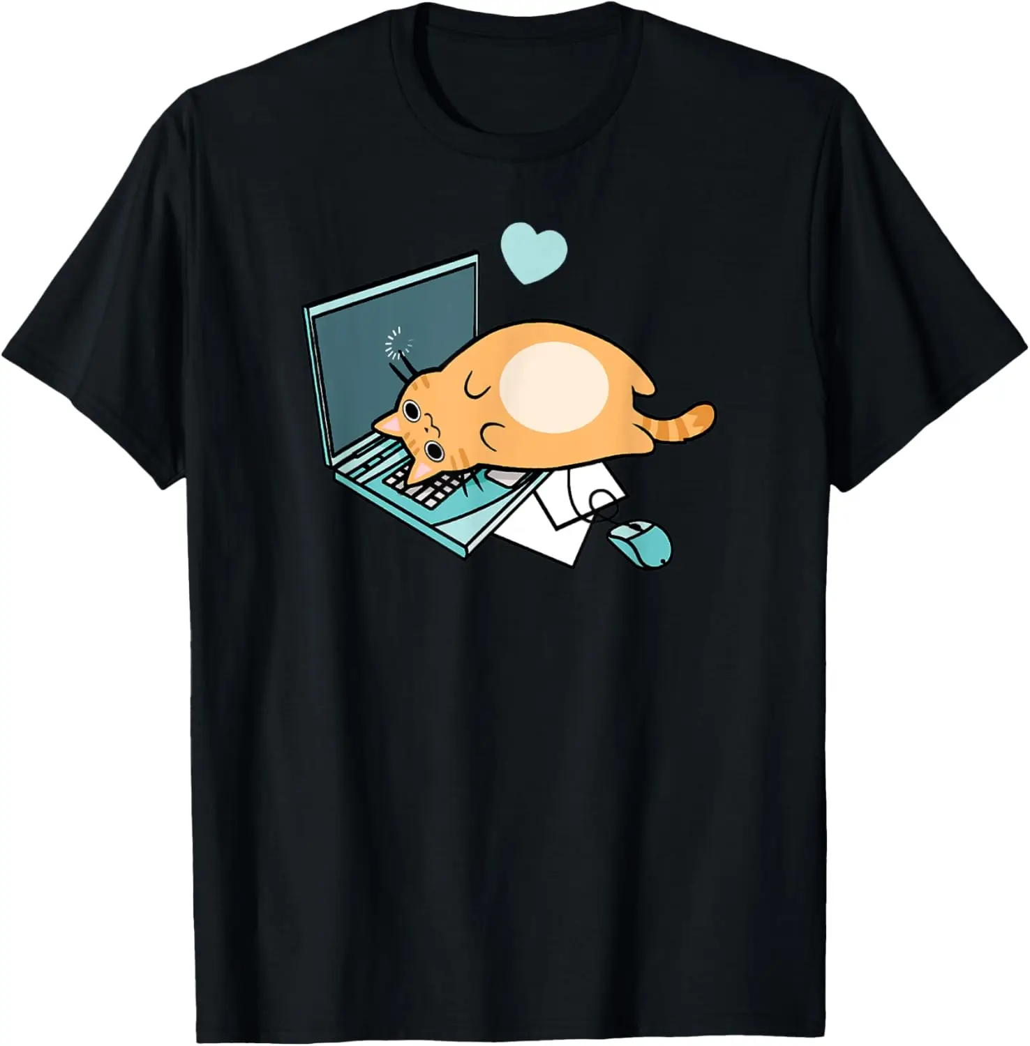 Забавный ленивый кот, ленивый на футболке для ноутбука