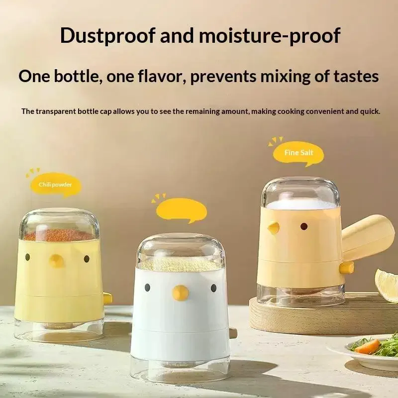 1/2Pcs Cute Chick Shaped Seasoning Dispenser With Measurable Output Clear Body For Home Kitchen Daily Use