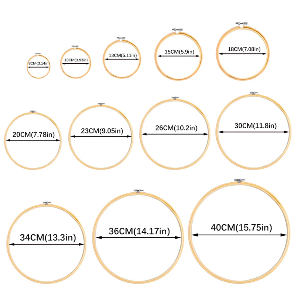 Bamboo Frame Embroidery Hoop Set Ring Circle Round Cross Stitch Hoop Ring DIY Loop Hand Sewing Tools Accessories 15/30cm