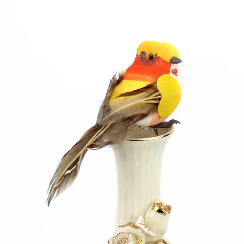 Figuras de plumas de simulación de pájaros con garra, figuritas de espuma Artificial, miniaturas de pájaros pequeños de colores, decoración de