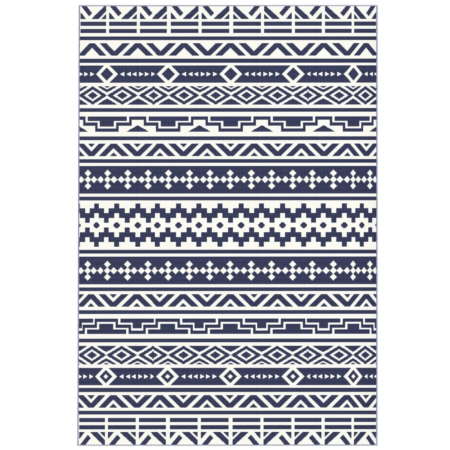

Outsunny Reversible Outdoor Rug, Waterproof Plastic Straw with Carry Bag, 6' x 9', Blue & White Geometric
