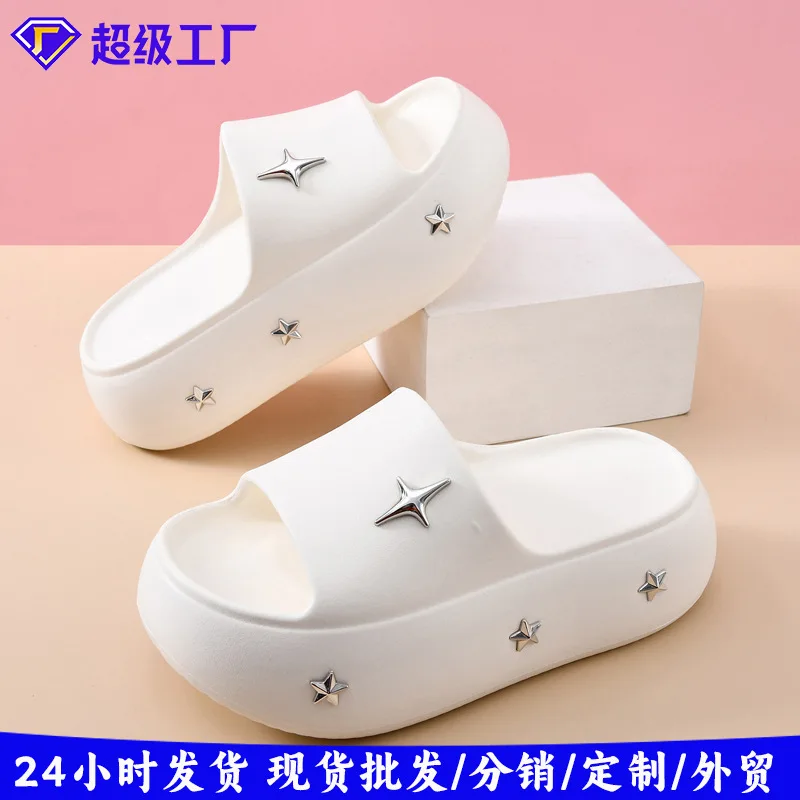 

Custom. 2025 Summer New Thick-Soled Slip-On Sandals Women, Height Increasing, Wear-Resistant, Fashionable Beach Casual Slipp