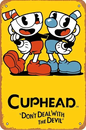 Cuphead Don;t Deal with the Devil Poster Metal Sign Tin Vintage Funny