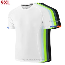 Plus Oversize 6xl 7xl 8xl 9xl Quick Dry Sport T Shirt Men's Short Sleeves Summer Casual White Top Tees Gym Tshirt Man Clothes