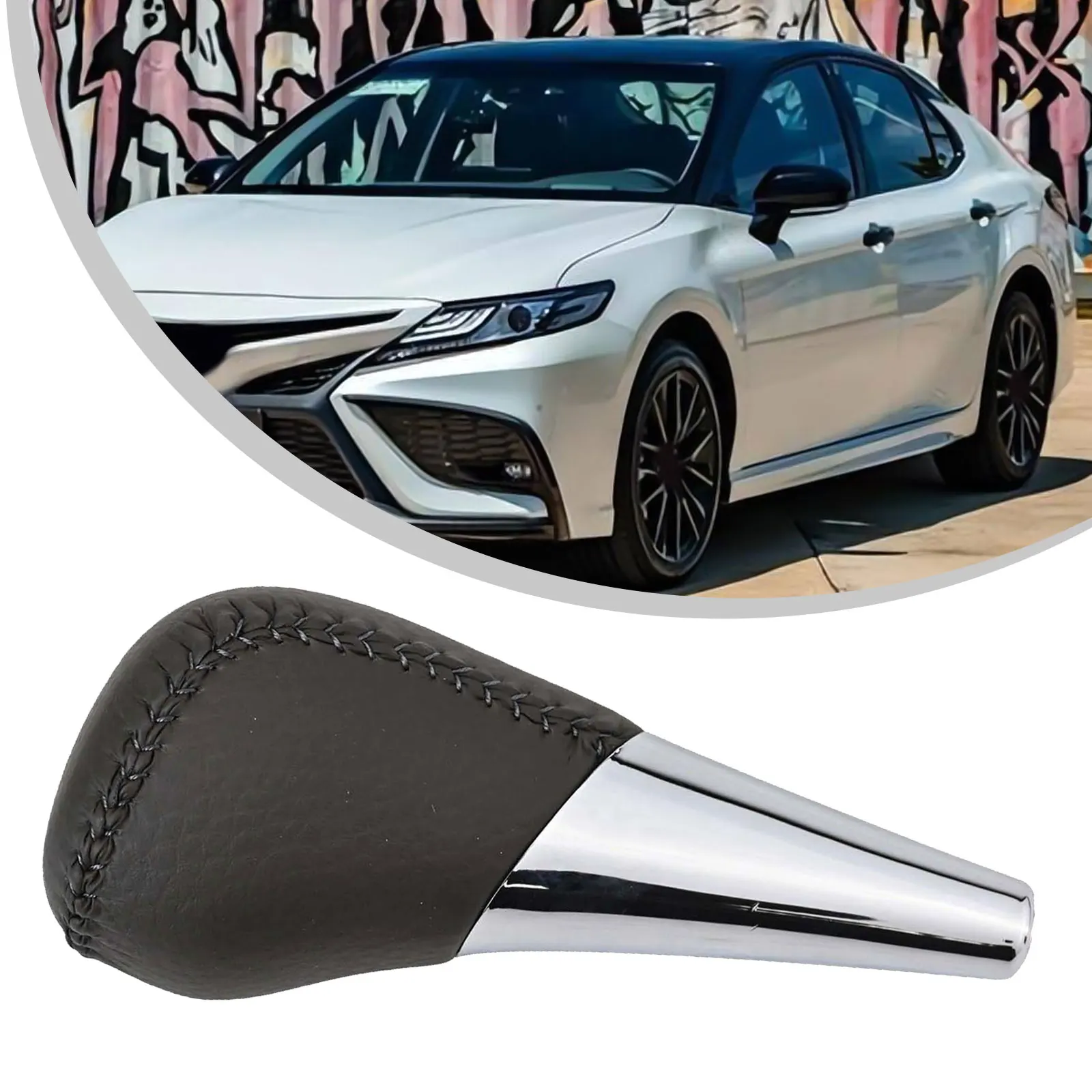 

Car Interior Enhancement Leather Shifter Lever Transmission Shifter Premium Material Gray Faux Leather Material