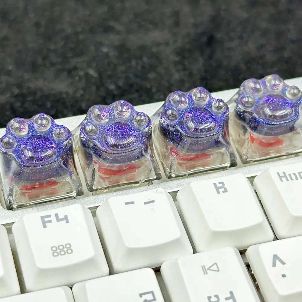 Transparent Cat Claw Keycaps Girly Romantic Cat Claw Keyboard Cap Handmade DIY Mechanical Keyboard Keycap Decoration