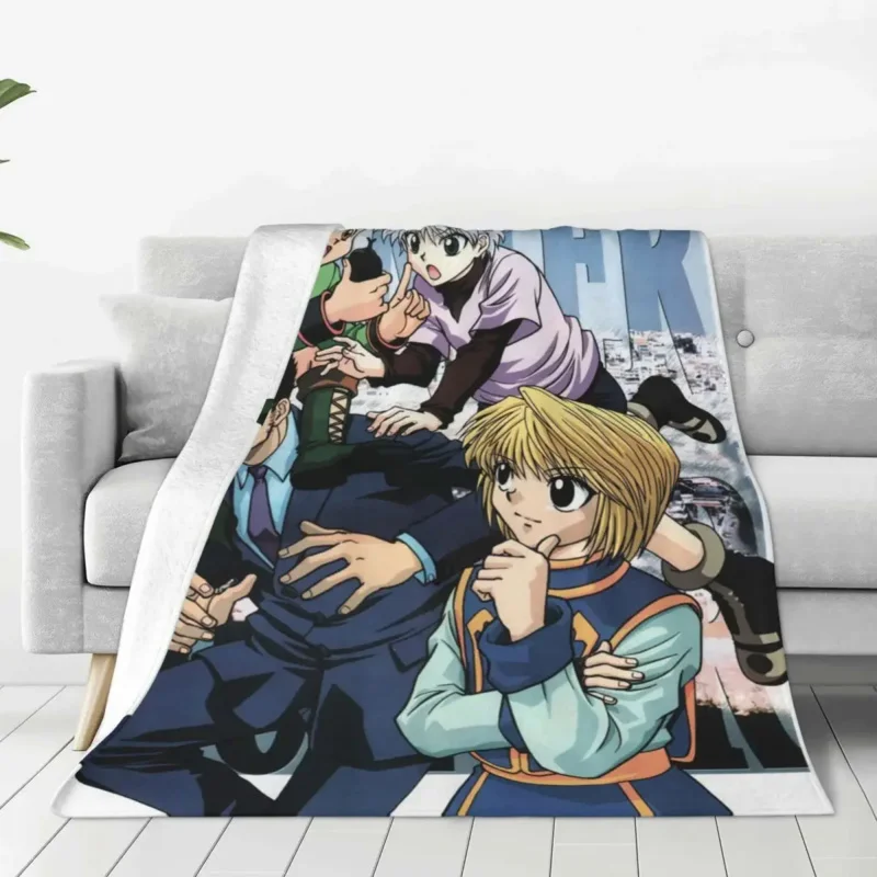 Anime X Hunter Blanket Coral Fleece Plush Killua Zoldyck Kurapika Freecss Gon Super Soft Throw Blankets for Bed Rug