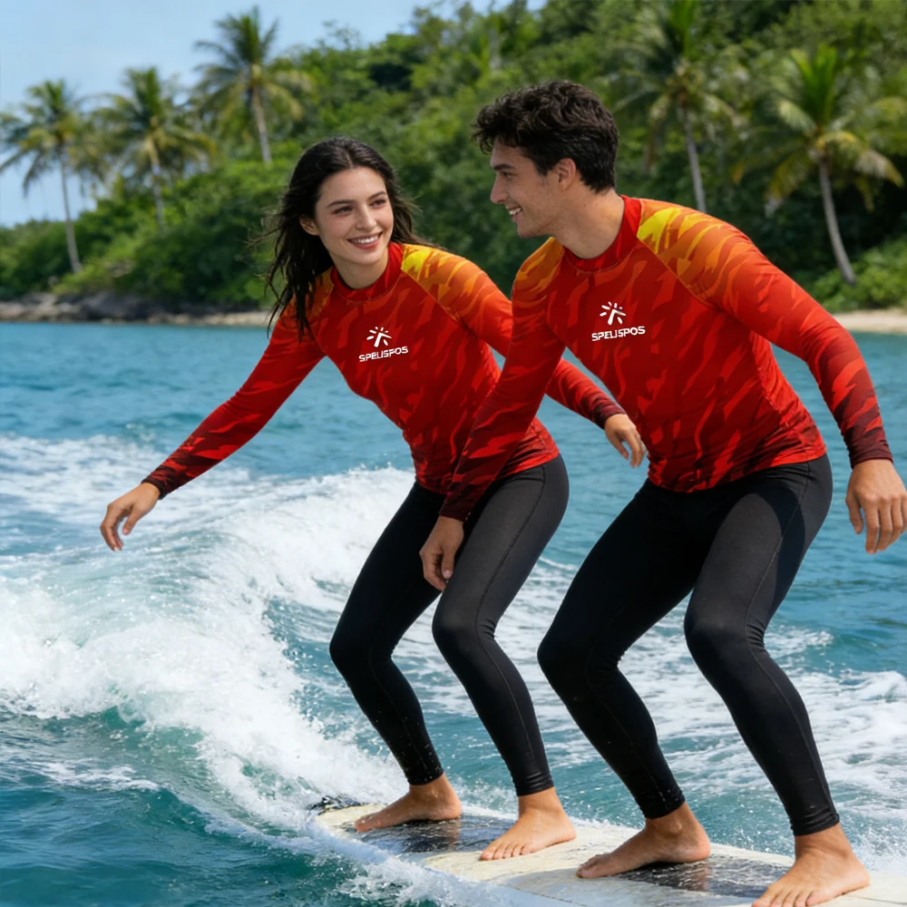 

Men's and Women's Long Sleeve Rash Guard Surfing Clothing Breathable Swim Surf UPF50+ Sportswear for Beach Water Sport Touring