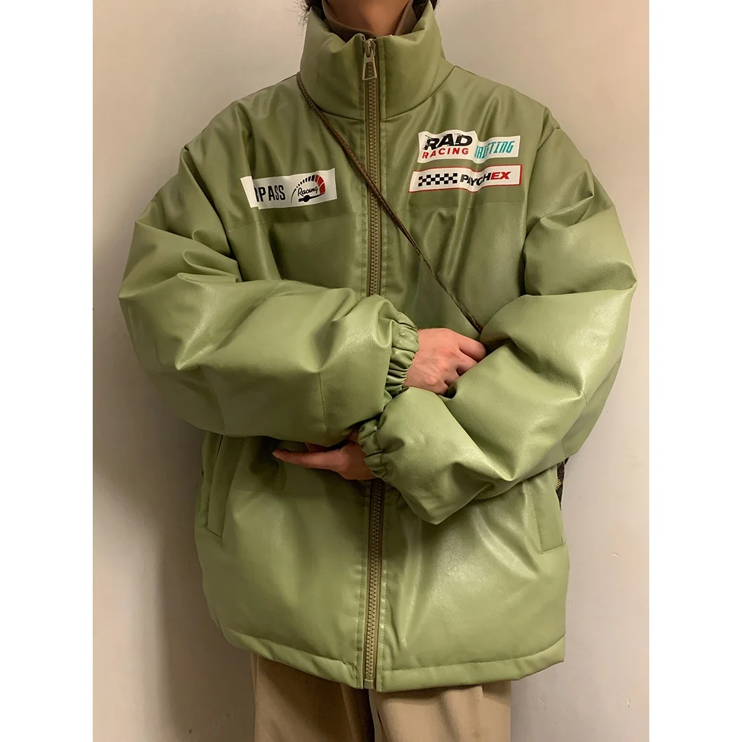 

Мужская зимняя куртка American Sle из искусственной кожи и хлопка, теплая, для мотоциклистов, в стиле High Street, свободного кроя