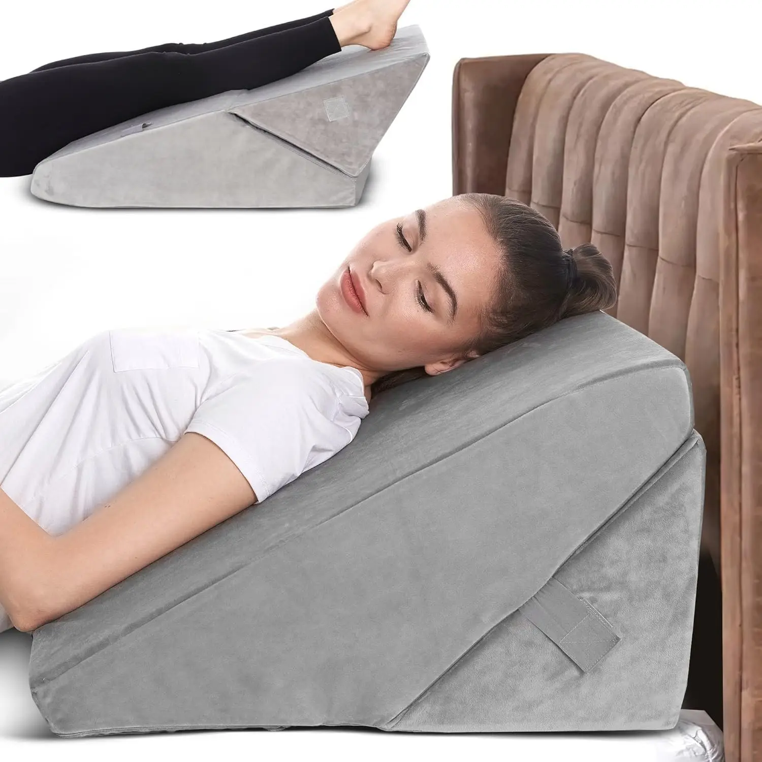 

Adjustable Bed Wedge Pillow for Sleep Apnea, Acid Reflux, and Anti-Snore Support with 7-in-1 Design