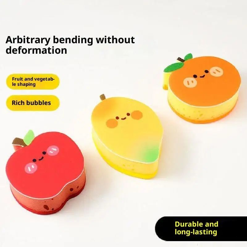 1/4 قطعة شكل الفاكهة لطيف سميكة الإسفنج غسل الصحون مسح منشفة المطبخ المنزلية وعاء فرشاة طبق الإسفنج تنظيف أداة