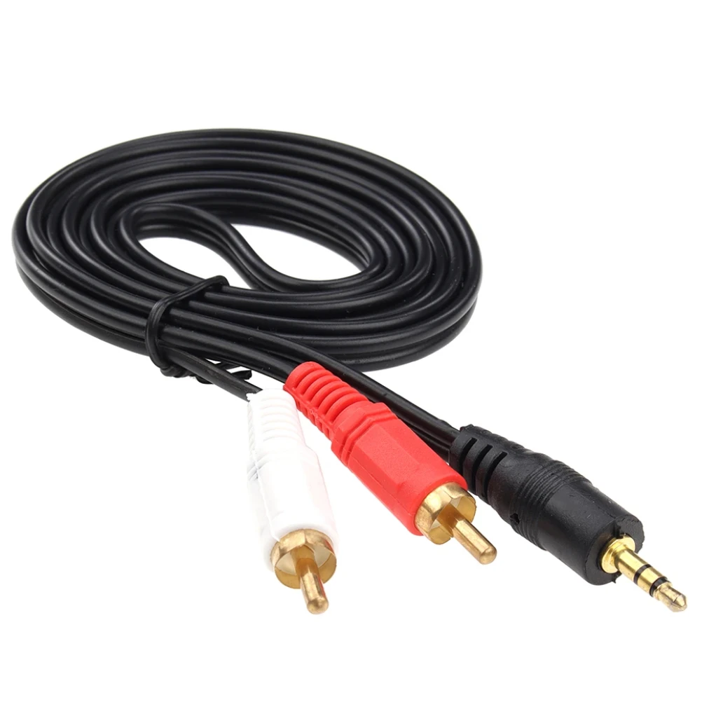 1.5M 3.5mm Jack Aux to 2 RCA Male Stereo Y Splitter Adapter Cable Audio Video Cord Line for Phones PC TV Sound Speakers