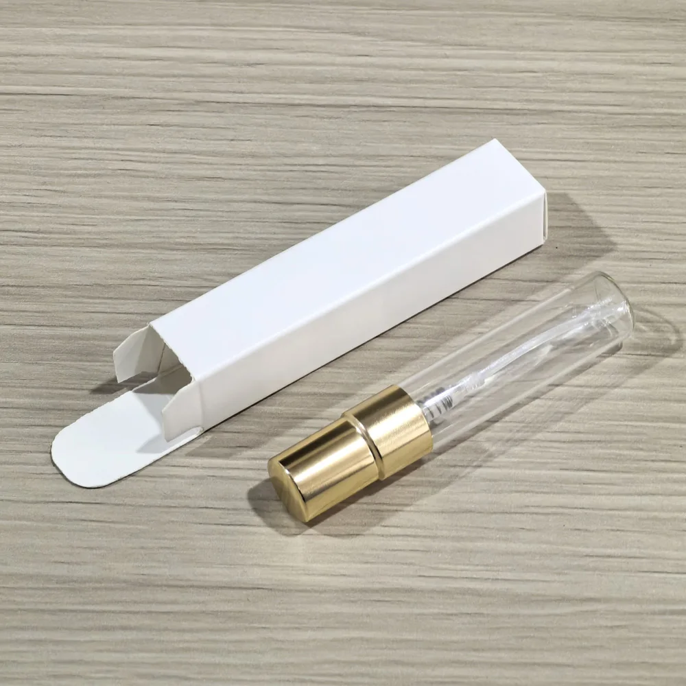 50 قطعة/الوحدة زجاجة عطر فارغة مع صندوق زجاجات رذاذ واضحة رذاذ عطر مع حزمة ورقة مربعة قابلة للتعبئة زجاجة عطر صغيرة