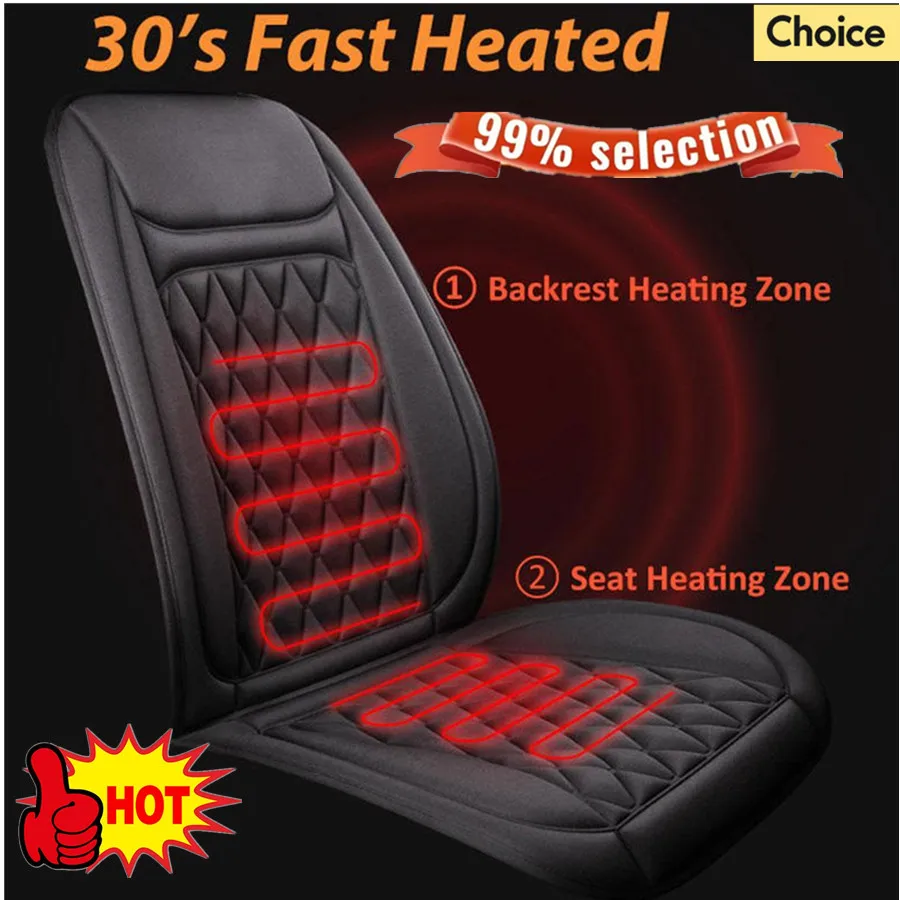 Funda para asiento de coche con calefacción de 12-24v, tela calefactora para asiento de coche rápida de 30'/protector de asiento de coche con calefacción de franela, funda calefactora para asiento de coche de 25W