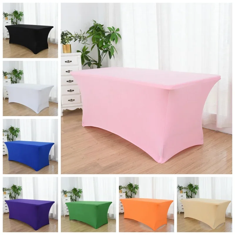 

DD Wedding Spandex Table Cloth Rectangle Table Cover Lycra Hotel Banquet Birthday Party Show Meeting Room Banquet Decoration