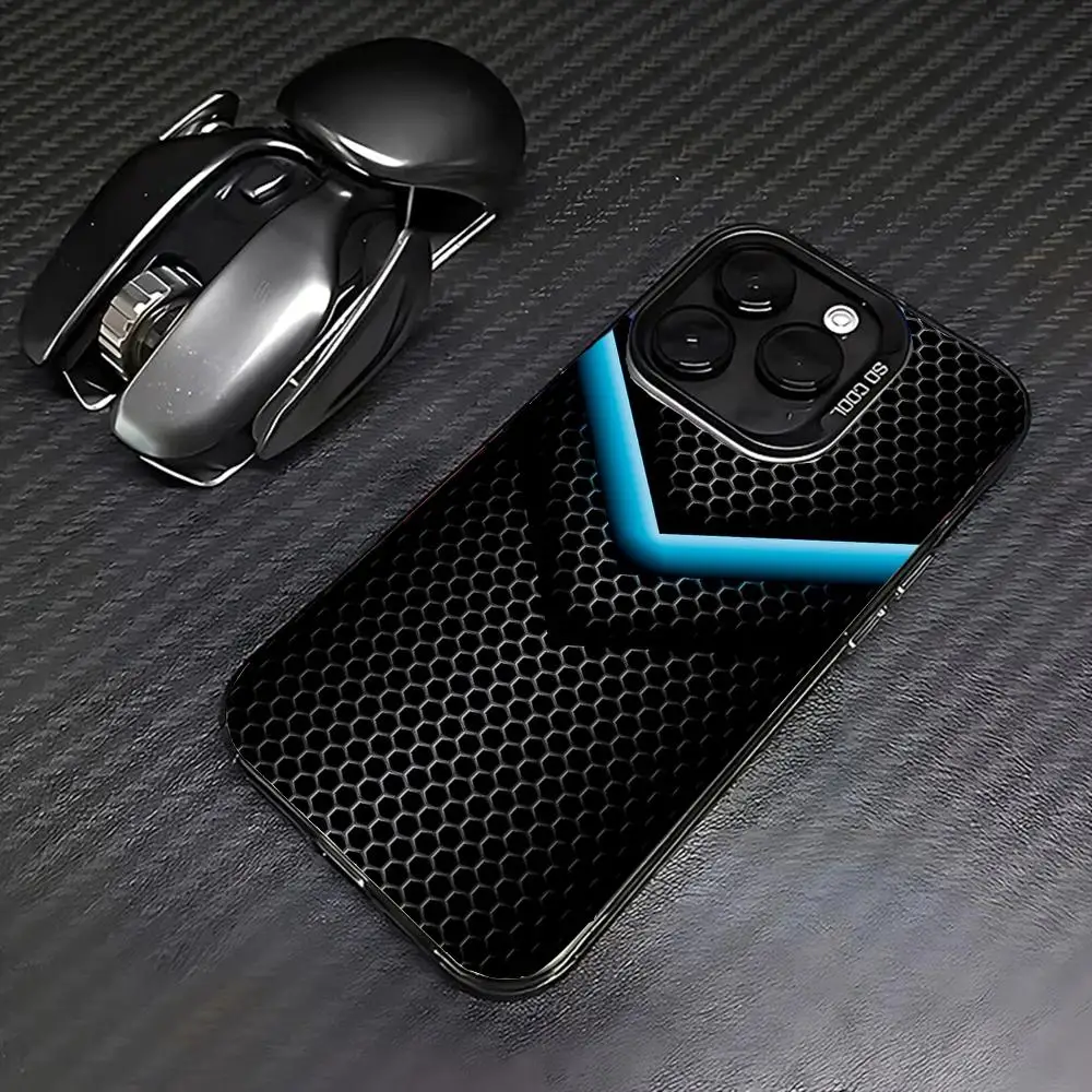 

Blue and black creative phone case for iPhone 16 15 14 13 12 11 Pro/ Max/Plus shock-proof rear cover anti-fingerprint