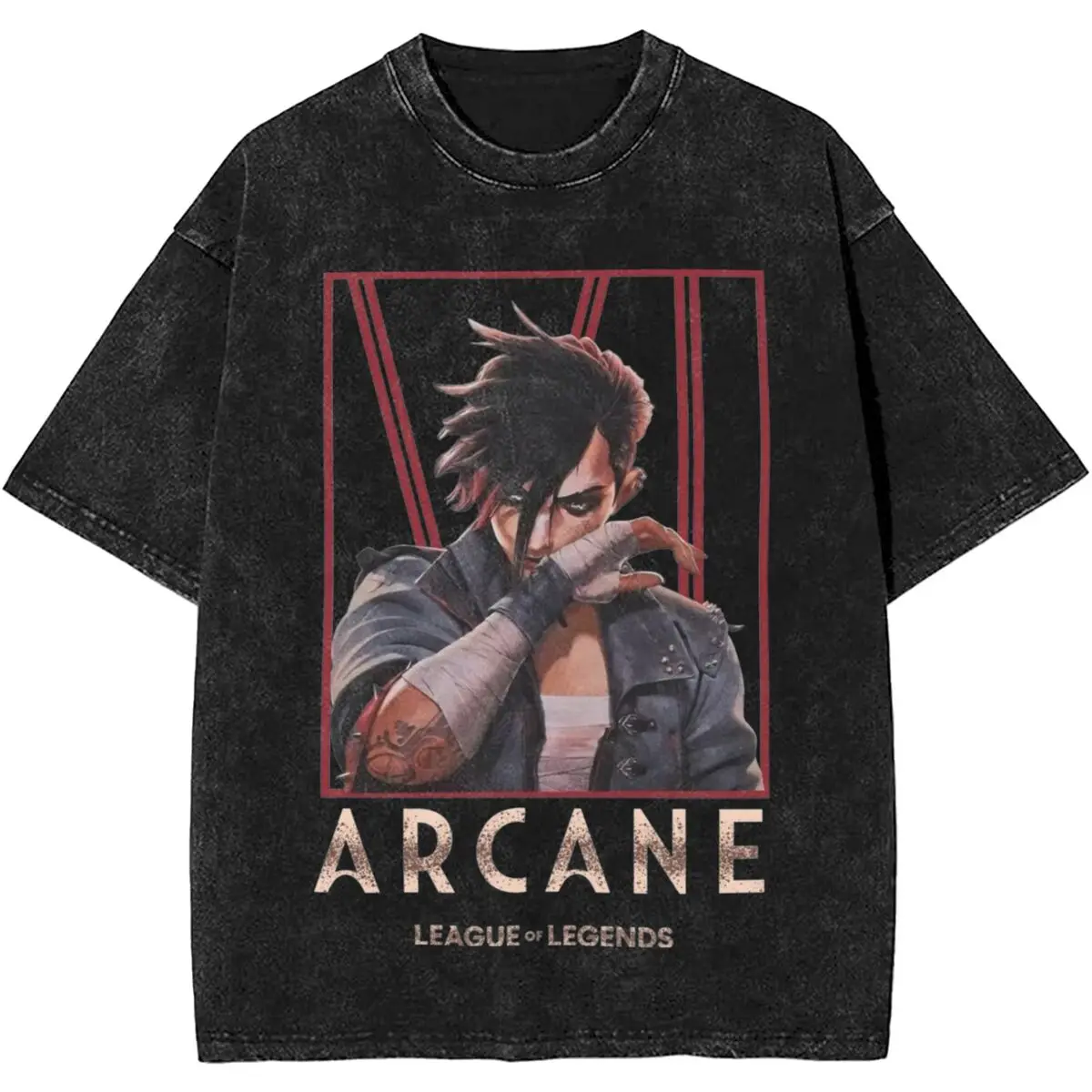 Vi Arcane rick Movie T Shirts, Vintage Washed T Shirt, Cotton, Leagued of ATIONS End, Popméthanol Tshirt for Men, Retro Casual Top Tees
