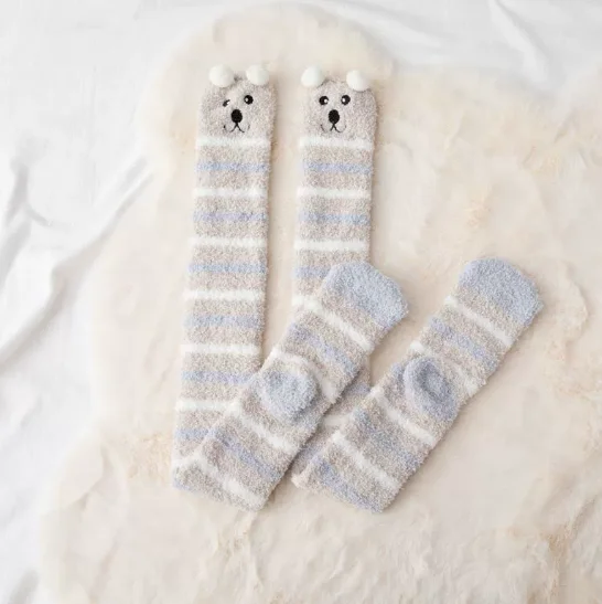 اليابانية موري فتاة الحيوان النمذجة جوارب طويلة مخطط لطيف ضغط الخريف الشتاء الدافئة جورب النوم دافئ طويل الفخذ العليا الجوارب