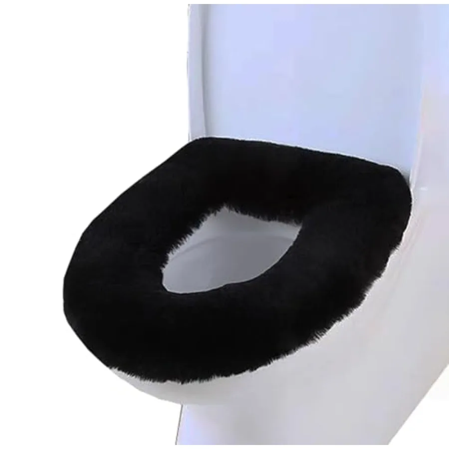 

Genuine Sheepskin Toilet Lid Cover Natural Fur Wool Toilet Seat Cushion Soft Warm Toilet Seat Pad for Bathroom Home Reusable