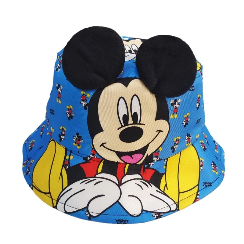 Summer Disney Minnie Mouse Bucket Hat Kawaii Panama Hat Baby Lovely Ear Fisherman Hat for Kid Beach Hats Children\'s Cap Gifts