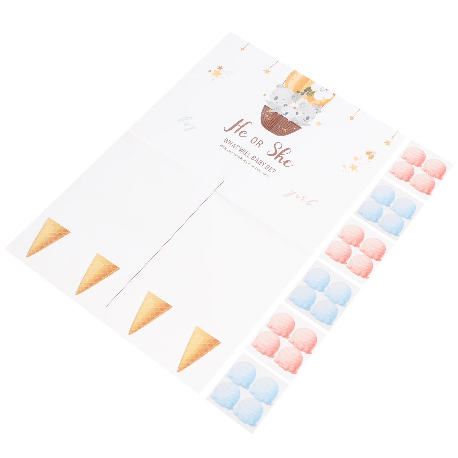 

1Set Gender Reveal Game Card Includes Voting Stickers and Reveal Poster Decor for Boy Girl Announcement Party Supplies