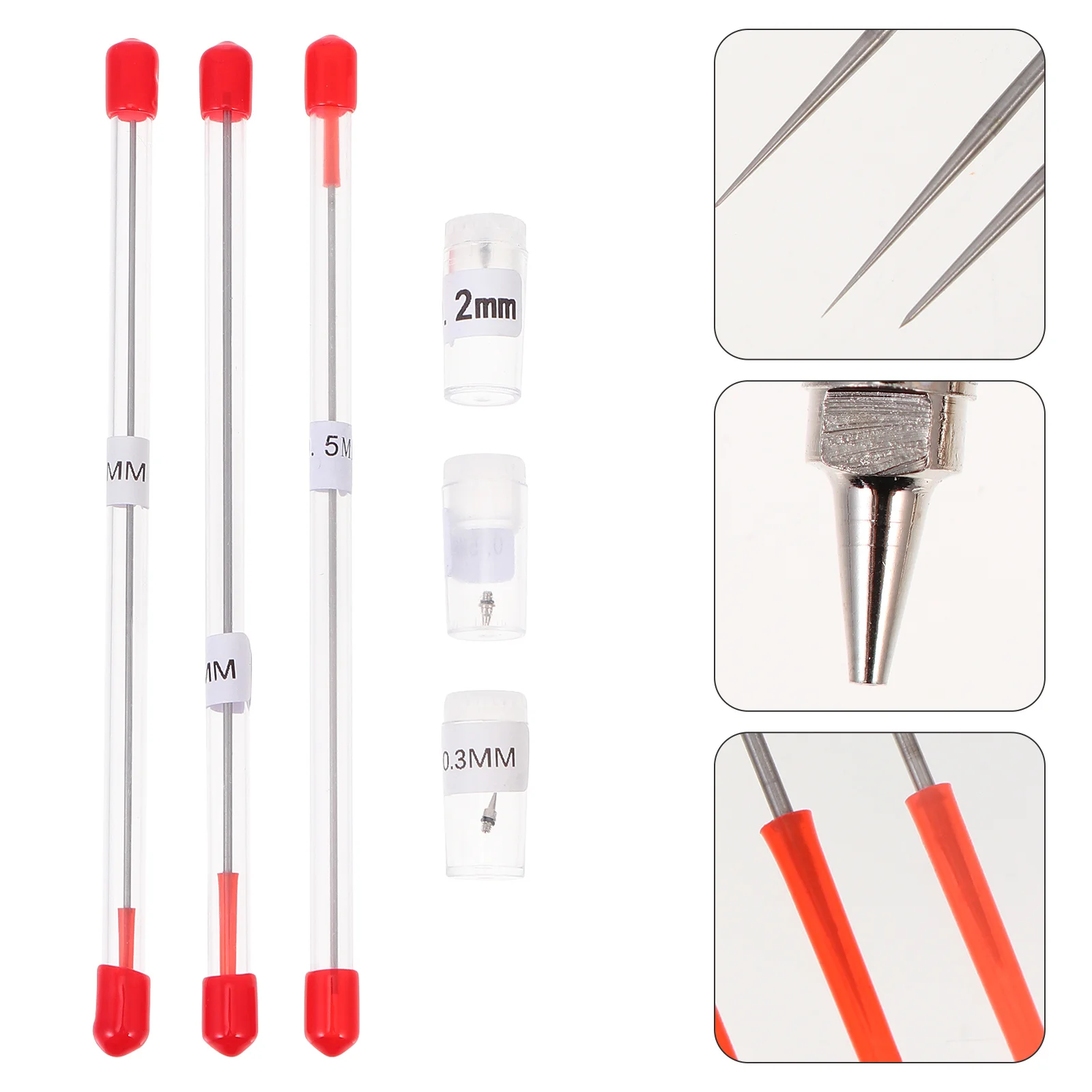 6 szt. Uniwersalne igły do aerografu, wytrzymałe końcówki ze stopu, zamienne do aerografów, narzędzie do malowania i precyzyjnych prac.