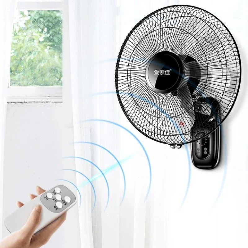 220V/60W Home  Remote Control Electric Fan Wall Fan Dormitory Shake Head Wall Fan 3 Gears Adjustable Cooling Fan 16 Inches