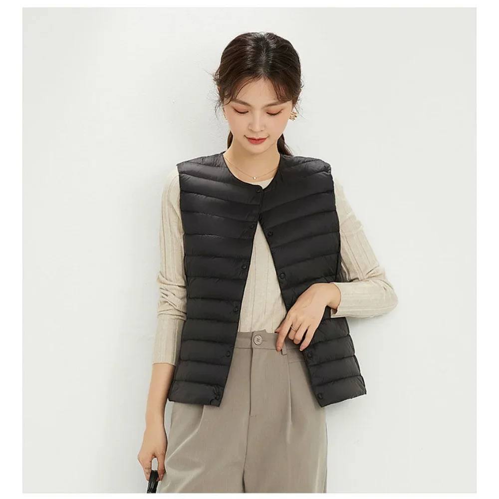 Gilet imbottito senza maniche da donna Gilet ultraleggero da donna Gilet a due vie da donna Fodera invernale senza maniche calda portatile
