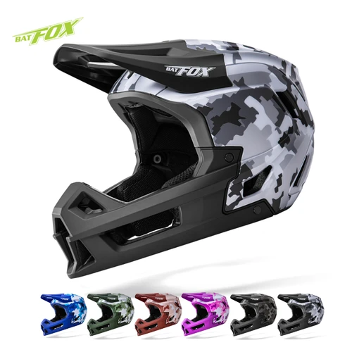 Imagen 2 del producto BATFOX-casco de cara completa para bicicleta de montaña, cascos de ciclismo todoterreno para adultos y jóvenes, protección de seguridad deportiva, para carreras y montaña