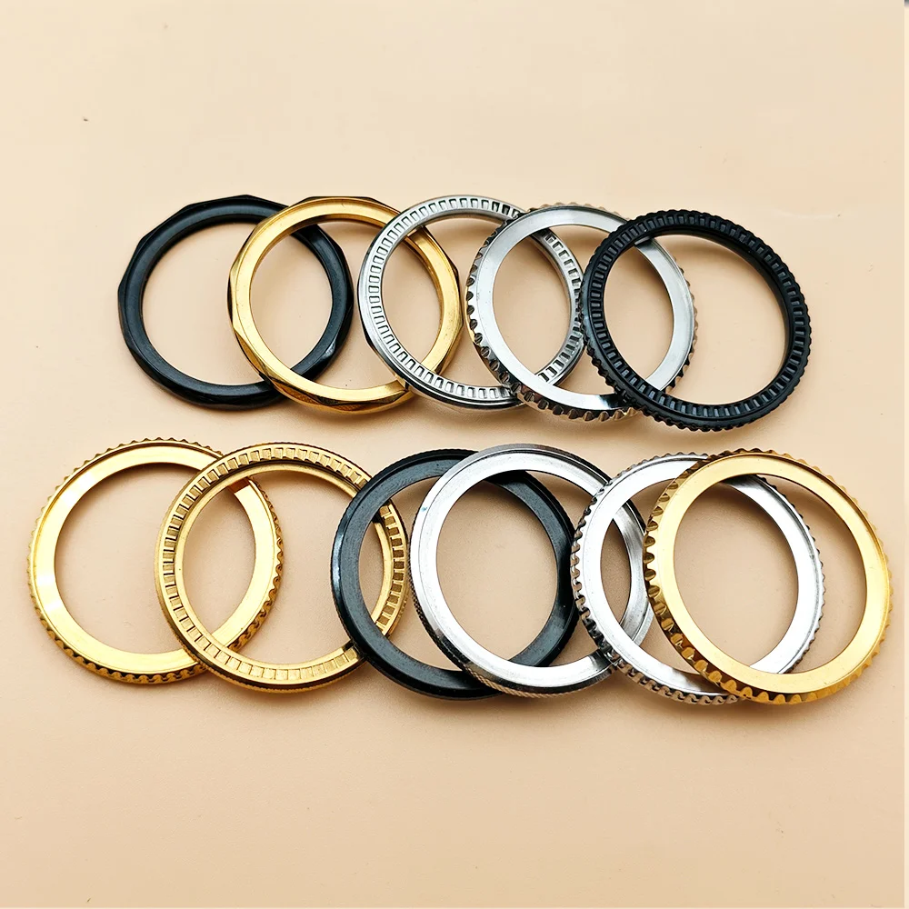 Customized SKX007 Steel Bezel and Spring Click Fit SKX007 SRPD Watch Cases Rotating Bezel for 38mm Steel Bezel Insert Parts
