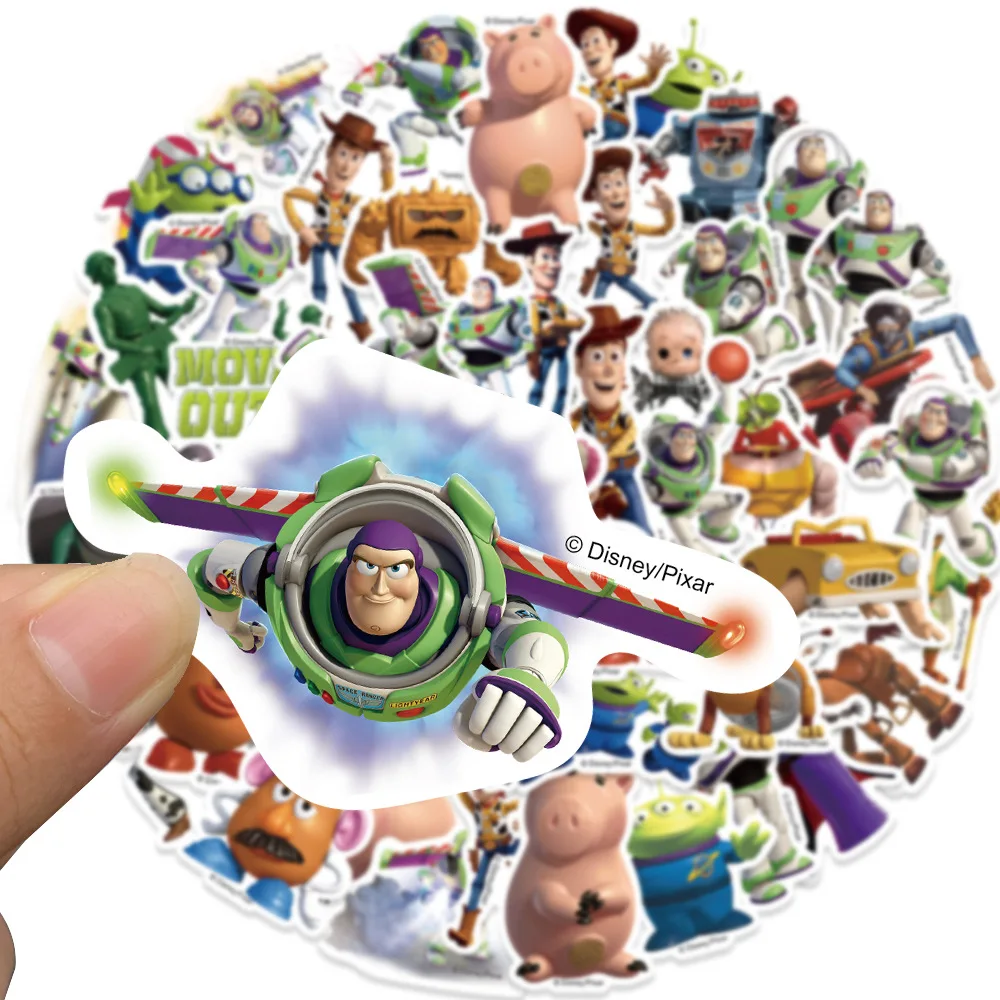 Disney Toy Story Cartoon Stickers, Filme, Anime, Livro, Skate, Guitarra, Laptop, Bonito, Kawaii Sticker Pack, Crianças, Menina, Menino, Brinquedos, 50Pcs