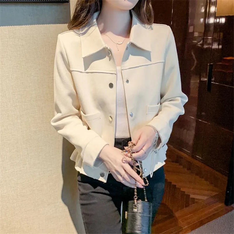 Spring Autumn Short Windbreaker Coat Women 2024 New Fashion Loose Casual Jacket Tops Pure Colour Button Square Collar Female