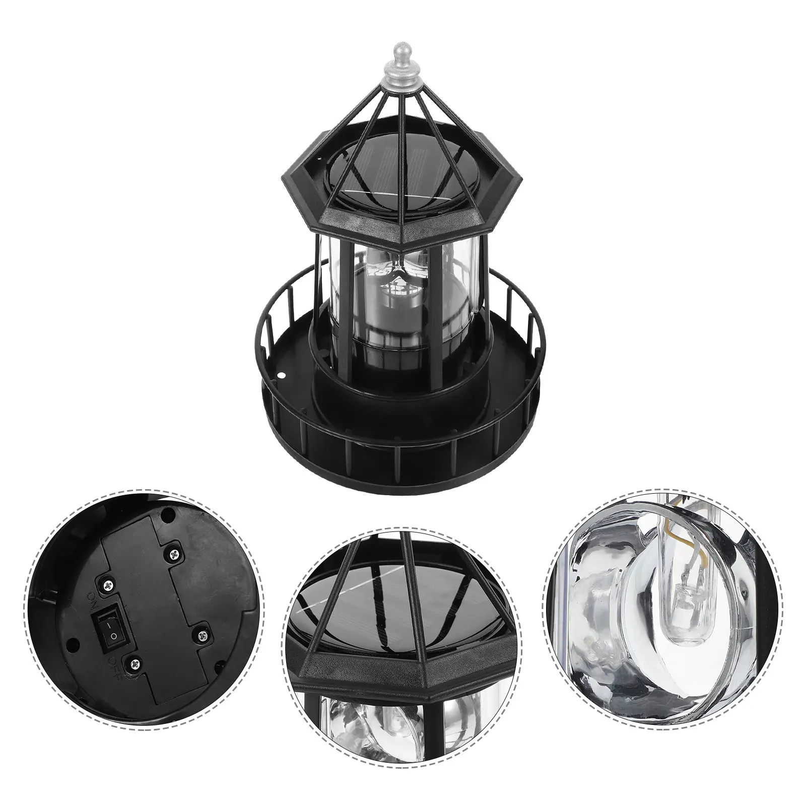 

1Pcs Rotating Solar LED Landscape Lamp Outdoor Decorative Light 360 Degree Adjustable Lighthouse Design Waterproof Garden Solar
