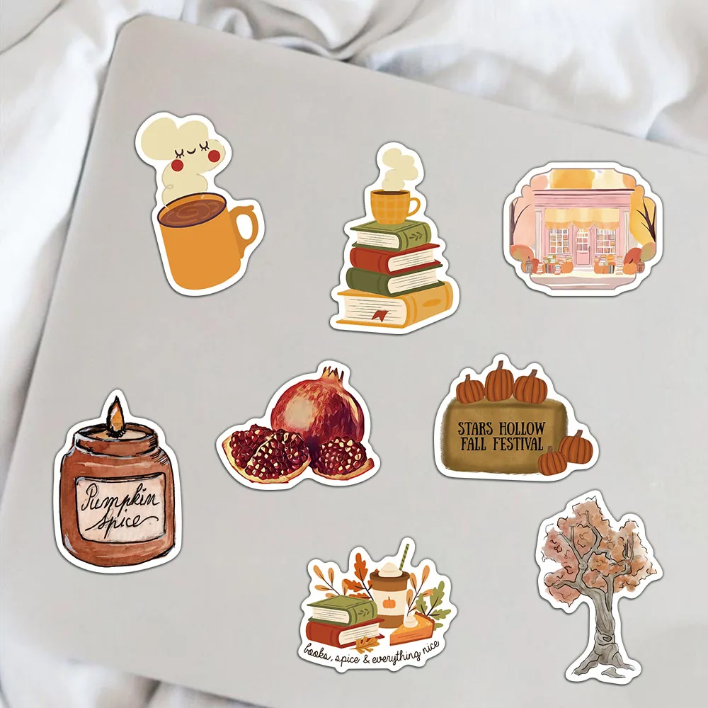 50PCS Creative Fall Illustration Stickers Laptop Handbooks Phone Cases iPad Cup Stickers