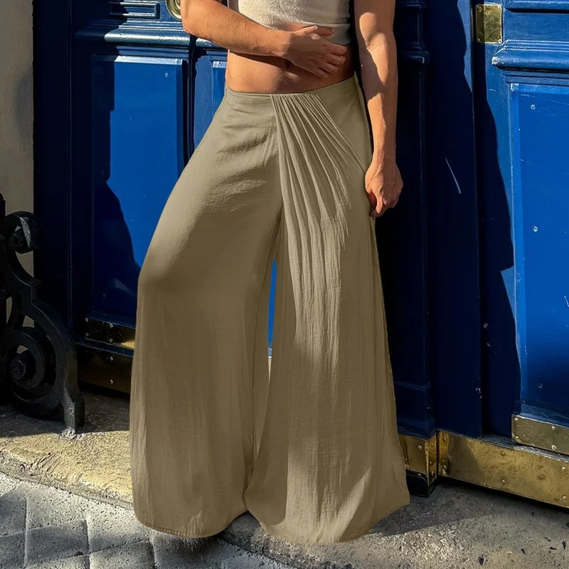 

INCERUN Men Irregular Pants Solid Color Elastic Waist Joggers Trousers Men Streetwear Loose 2025 Pleated Casual Long Pants S-5XL