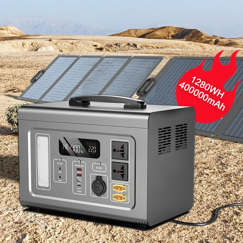 

1500W Solar Generator 1280Wh with LiFePO4 Battery, 1500W AC & 120W USB/60W Type-C for Home Backup Outdoor Camping