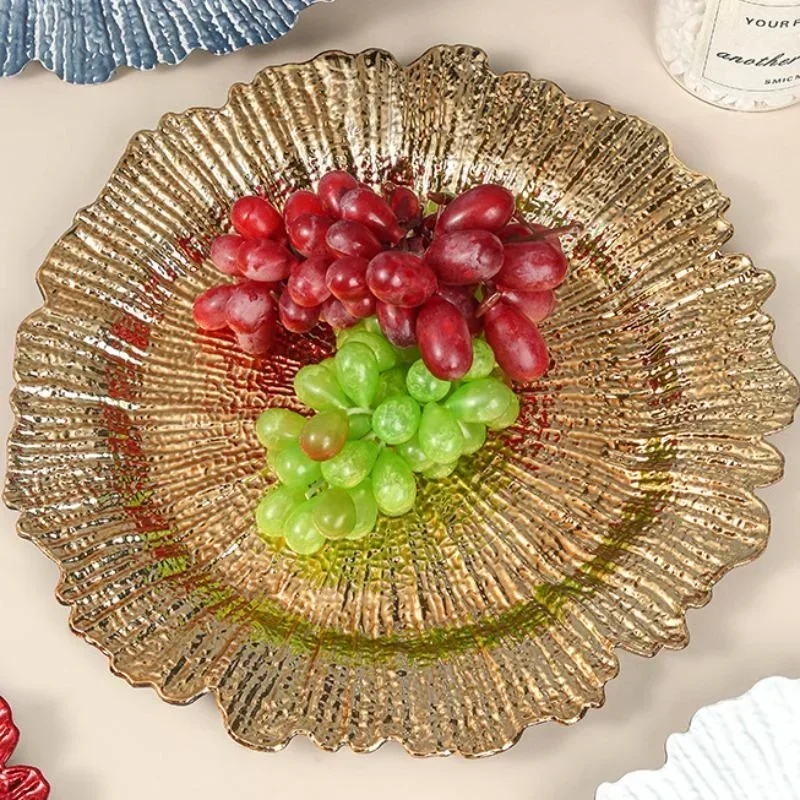 1PC Reef Irregular Plate Decorative Plate Gold Silver Dinner Serving Wedding Christmas Decor Table Place Steak Dining Plate