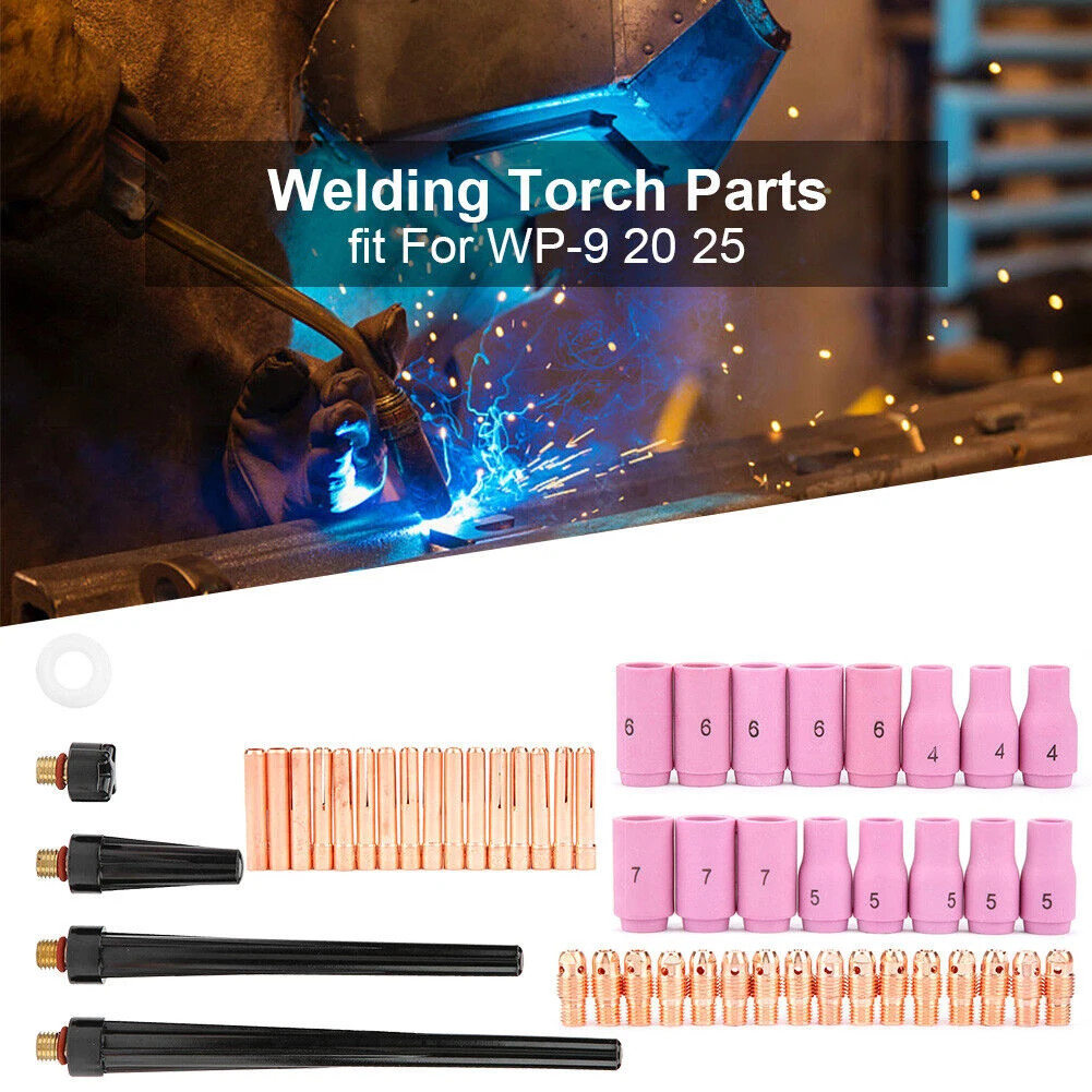 

53pcs TIG Welding Torch Body Gas Lens Nozzle Collet Cup Kit For WP-9 20 25 Argon Arc Welding 13N08 13N09 13N10 13N11