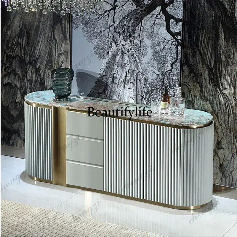 M138  Italian home luxury rock slab dining side storage locker Shoerack shoe rack Shoes organizer Crack shelves living room cabi