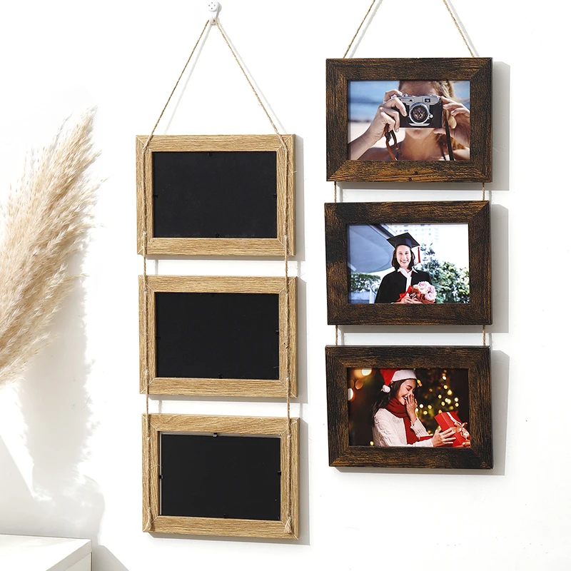 1pc, wall frame 3 photos, rustic picture frame wall decoration, art home decoration, birthday party decoration, party gifts
