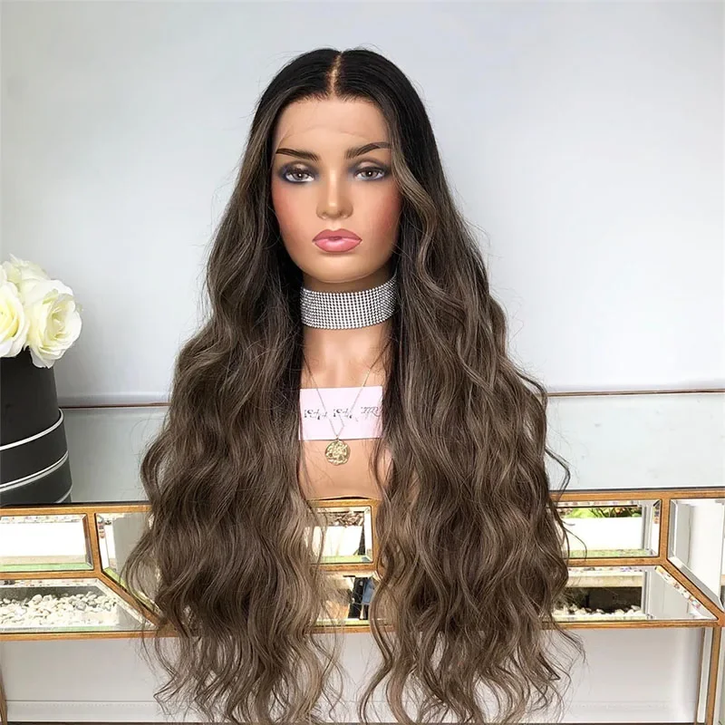 

28inch Ombre Brown Preplucked 5x5 Silk Base Jewish Human 180Density Body Wave With BabyHair HDLace European Hair Glueless