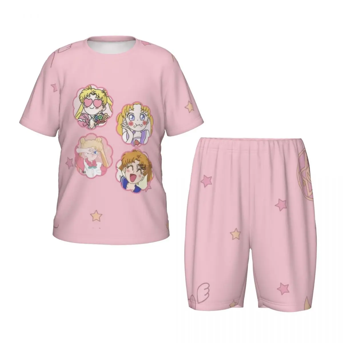 Conjunto de pijamas para meninos e meninas Sailor Moon Down Tops e shorts Pijama de 2 peças Roupa de dormir Loungewear