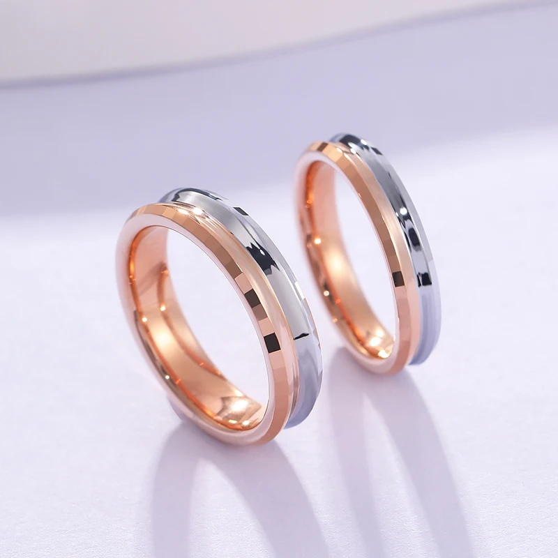 Anillos de amantes de tungsteno para hombres y mujeres, moda versátil, dedo índice, sentido avanzado de superficie de corte cóncavo, grabado