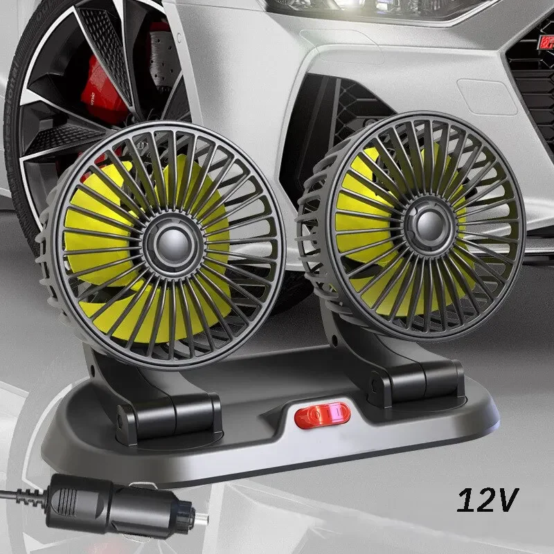 5V 12V 24V Car Fan Cooling Car Fan Dual Head Usb Car Fan 2 Speeds Adjustable Auto Cooler Air Fan Car Accessories Wind Regulation